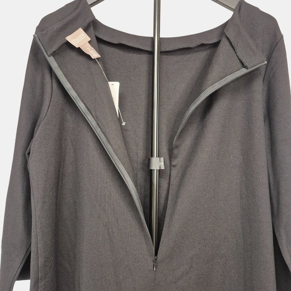 Chicos Womens Sz 2 (L/12) Black Bridget Diamond Dress Midi Diamond Cut Sleeves - Picture 8 of 13